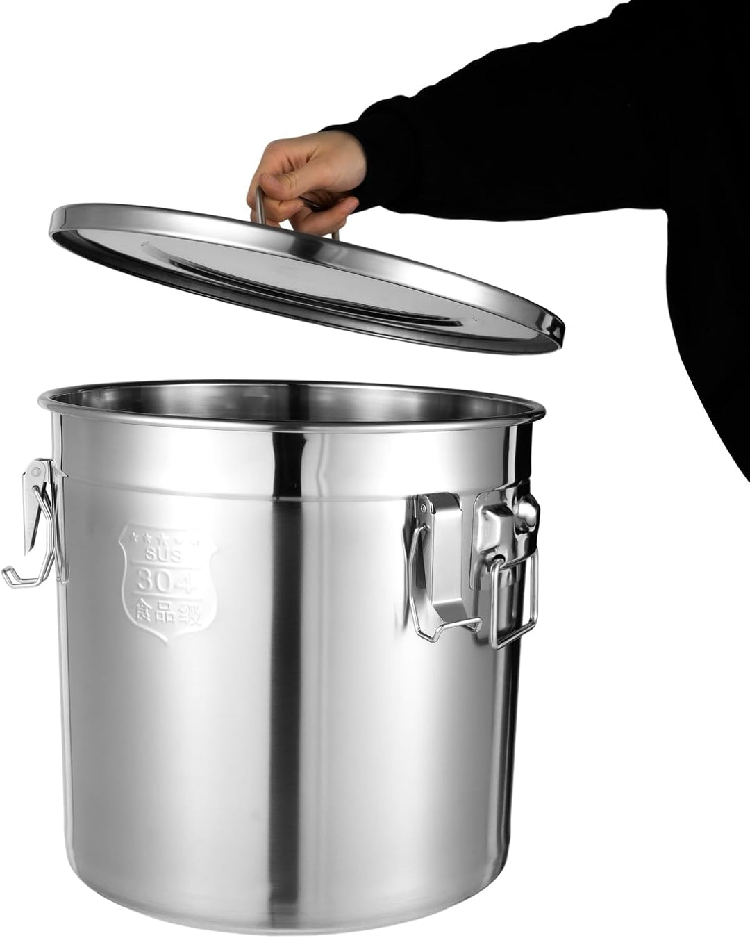 buedmsk Edelstahl Getreidebehälter 6L/12L/21L/33L Edelstahl Aufbewahrungseimer mit Deckel und Griff,