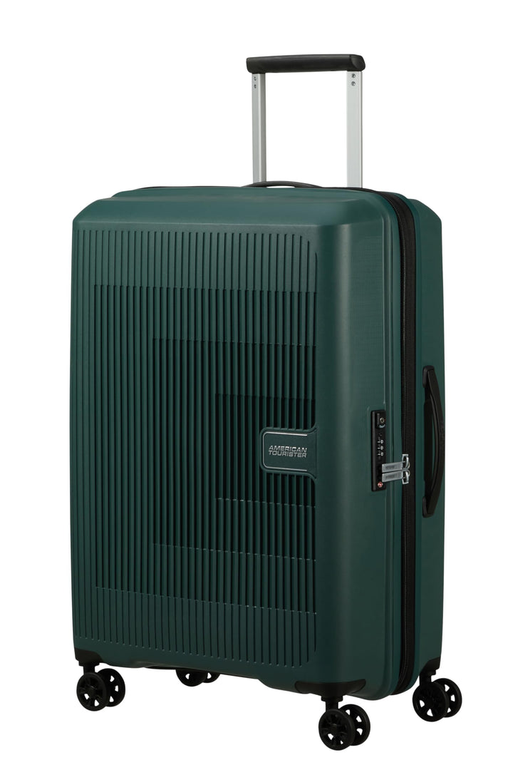 American Tourister Aerostep - Spinner M, Erweiterbarer Koffer, 67 cm, 66.5/72.5 L, Grün (Dark Forest