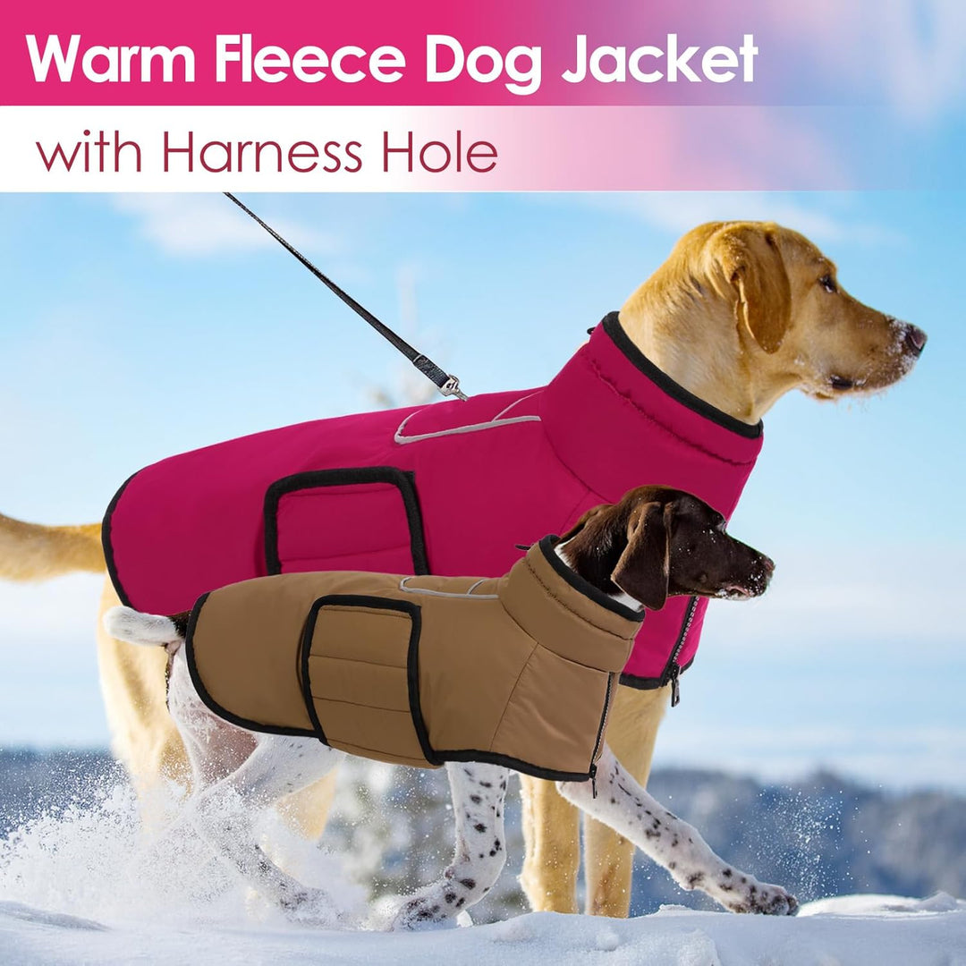 AOFITEE Hundemantel für Mittelgrosse Hunde, Warme Hundewinterjacke mit Eingebautem Geschirr, Reflekt