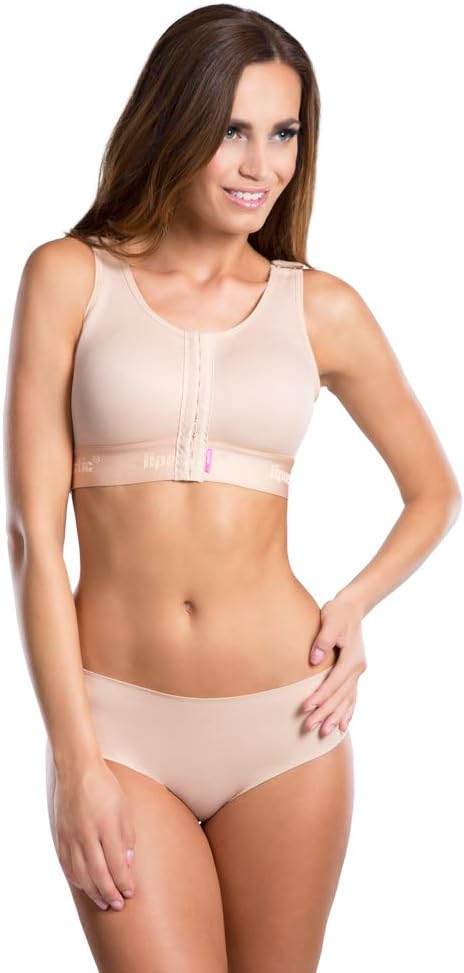 Lipoelastic PI Ideal - Post Operativer Kompression-BH mit Frontverschluss XS Schwarz