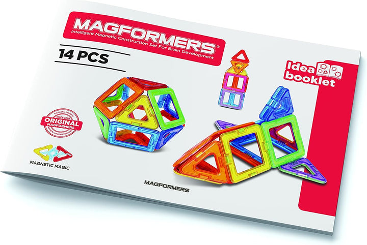 Magformers 14-piece Magnetic Construction Tiles Toy. STEM Teaching Resource. With 6 Squares and 8 Tr