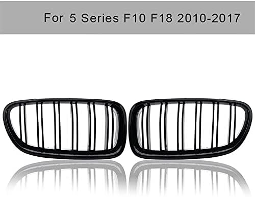 PAISEN Kühlergrill für BMW5er F10，Zubehör Sport Frontgrill，Glanz Schwarz Doppelsteg Sport Kühlergril