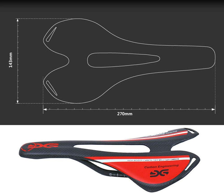 Rennradsattel MTB Kohlefaser, Ultraleicht, hohl, matt/glänzend, 3k Rot red, Rot red