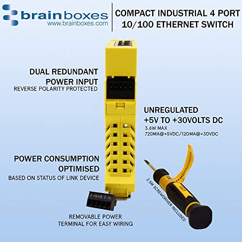 Brainboxes Ethernet auf 3 Relaisadapter, 4 Anschlüsse 10/100 4 Port 10/100 Industriell, 4 Port 10/10
