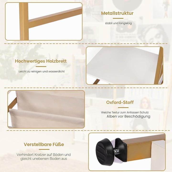 HYCFYJR Plattenspieler Ständer, Schallplatten Aufbewahrung mit 3-stufiger Vinyl Halter, Schallplatte