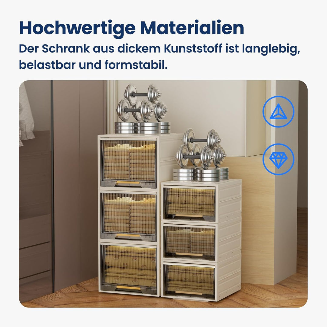 Heikoeco® Faltbarer Schrank Organizer Kleiderschrank, stapelbare Schubladenboxen aus hochwertigem Po