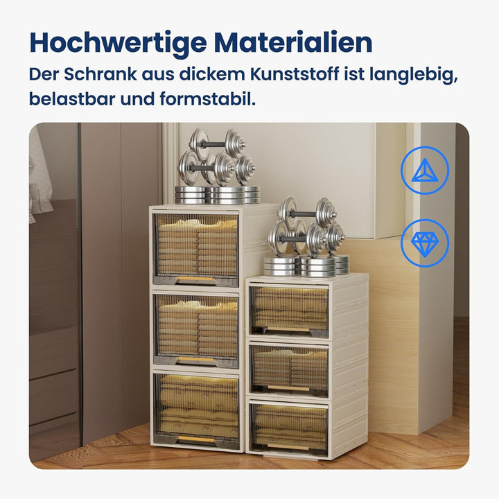 Heikoeco® Faltbarer Schrank Organizer Kleiderschrank, stapelbare Schubladenboxen aus hochwertigem Po