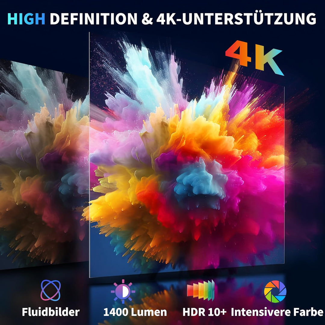 Mini Beamer 4K Full HD 1080P Mit 5G WiFi 6 und Bluetooth 5.4 2026 Neuer Tragbarer Projektor mit Auto