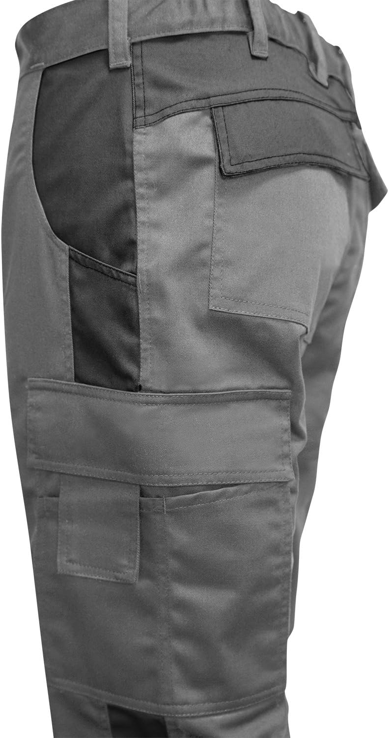 strongAnt Shorts Stretch Berlin Pro Herren Sommer Arbeitshose kurz Cargo Outdoor Grau-Shwarz-Weiss 4