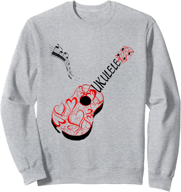 Ausgefallenes UKULELE-Design mit roten Herzen - Musik. Sweatshirt