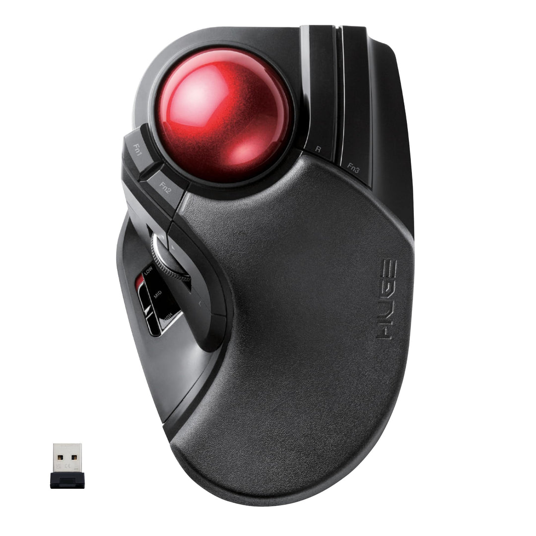 ELECOM 2,4 GHz kabellose Fingerbedienung, grosse Trackball-Maus, 8-Tasten-Funktion mit glatter Track