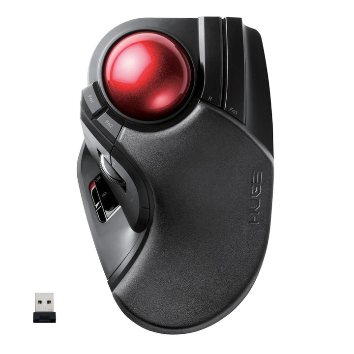 ELECOM 2,4 GHz kabellose Fingerbedienung, grosse Trackball-Maus, 8-Tasten-Funktion mit glatter Track