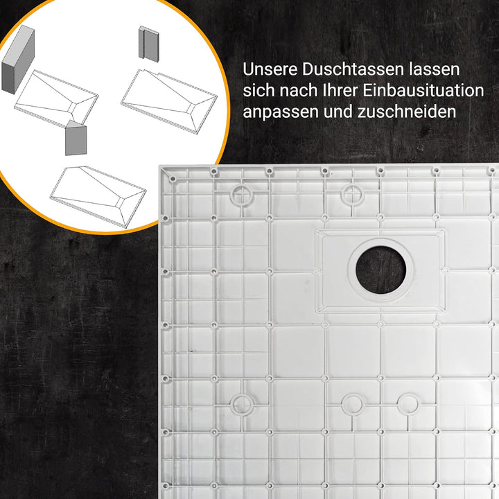 ITEN&amp;NOCK Duschwanne 90x90 cm SMC Brausewanne schwarz Steinoptik Antirutsch Duschtasse Höhe 3,2 cm N