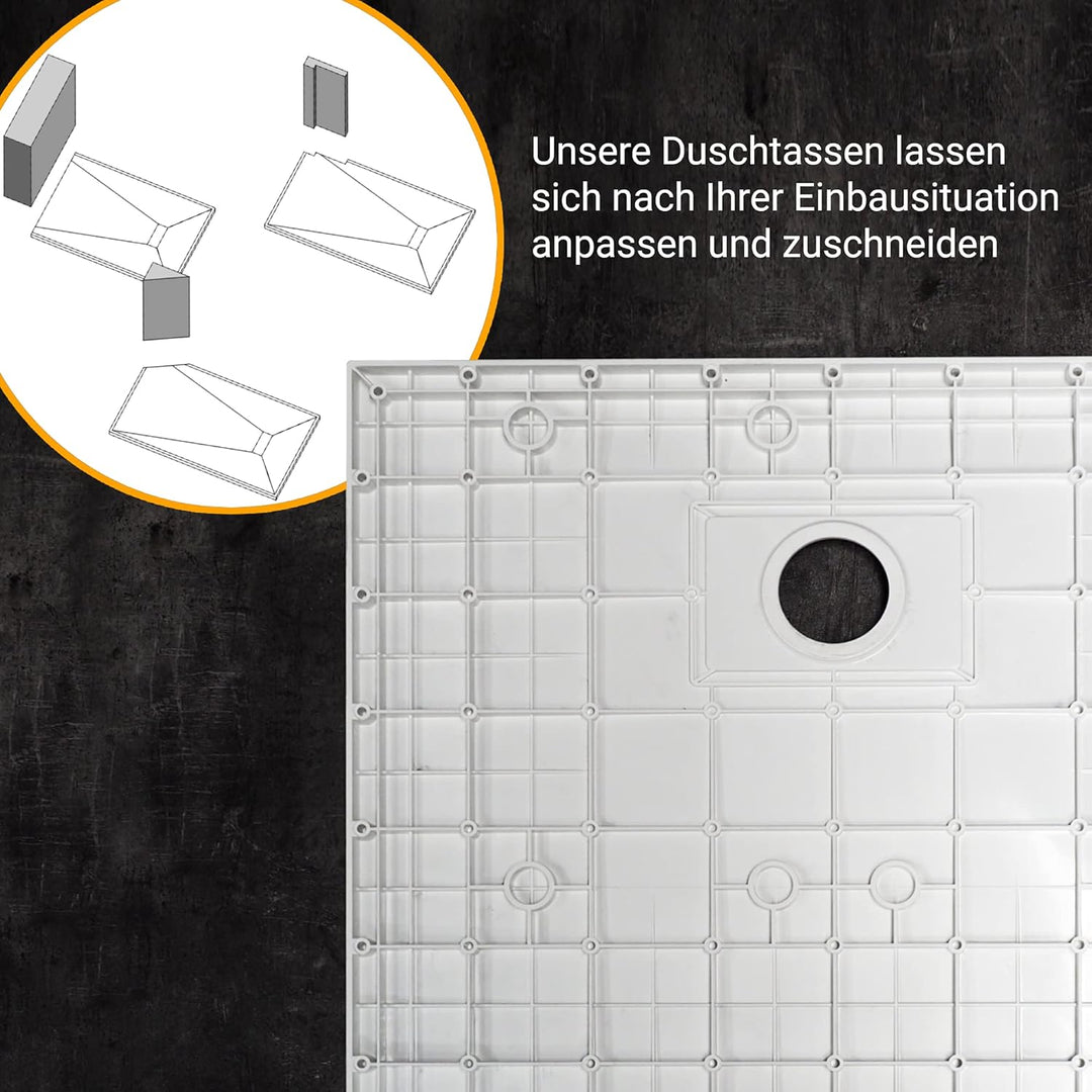 WITEN&amp;NOCK SMC Duschwanne 100x90cm weiss Brausewanne Duschtasse extra flache Steinoptik Antirutsch i