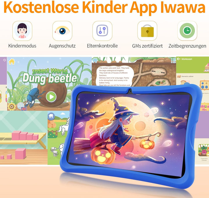 DigiLand 10,1-Zoll-Kinder-Tablet, Android 15-Tablets mit Schutzhülle, RAM 6GB + ROM 32GB, 1280 * 800