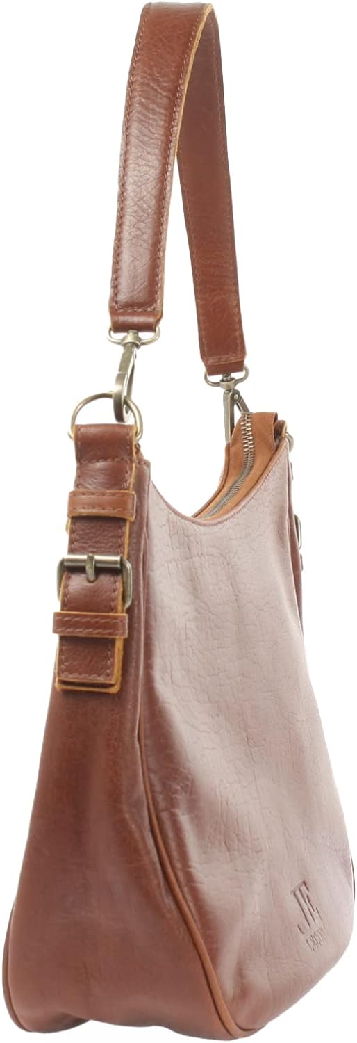 LECONI Schultertasche Henkeltasche Damentasche Umhängetasche natur weiche Ledertasche Handtasche Dam