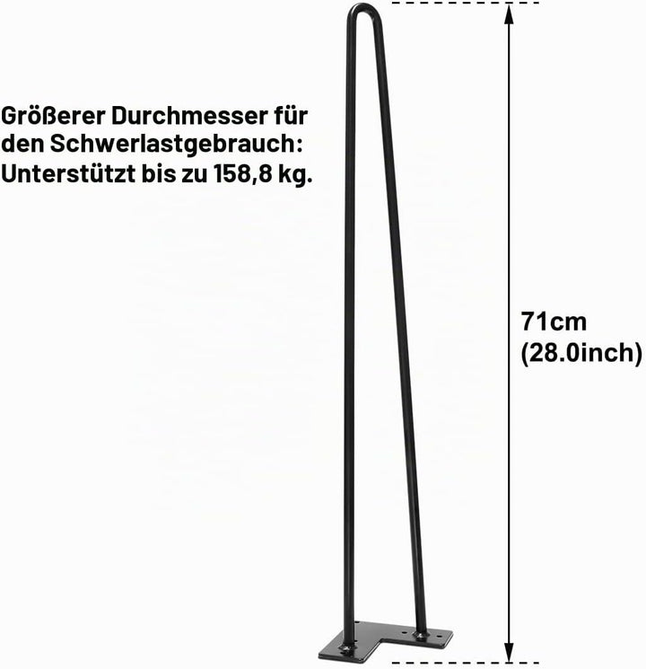 Signstek Tischbeine Möbelfüsse Metall Hairpin Legs Zwei-Stange Haarnadel Tischbeine 70cm/28’’ für Co