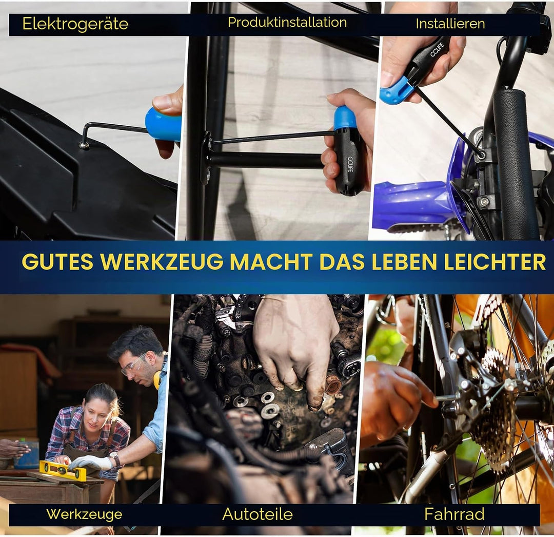 CCLIFE 19 tlg Torx Innensechskant verlängert Winkelschlüsselsatz mit Griff Innensechskantschlüssel m