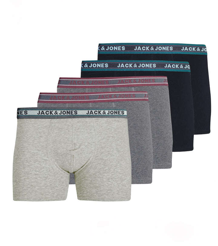 JACK & JONES Male Trunks 5er-Pack Trunks M 5er Pack (2x Schwarz, 2x Dark Grey Melange, 1x Light Grey