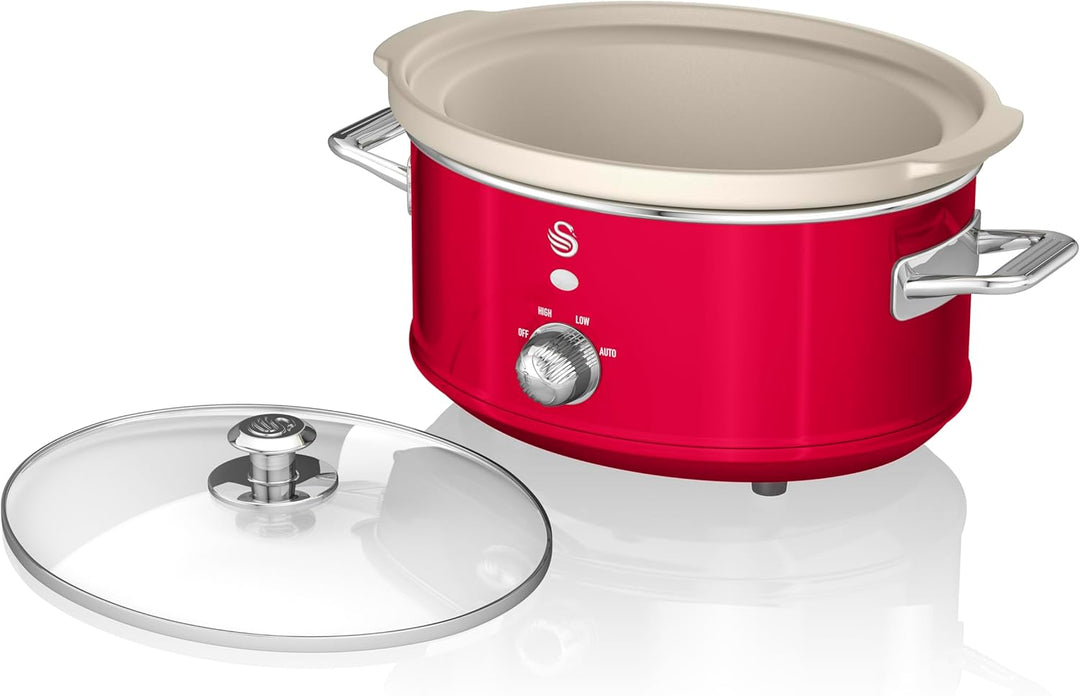 Swan Retro SF17021RNEU Schongarer, 3,5 l, abnehmbarer Behälter, Antihaftbeschichtung, Keramik, frei