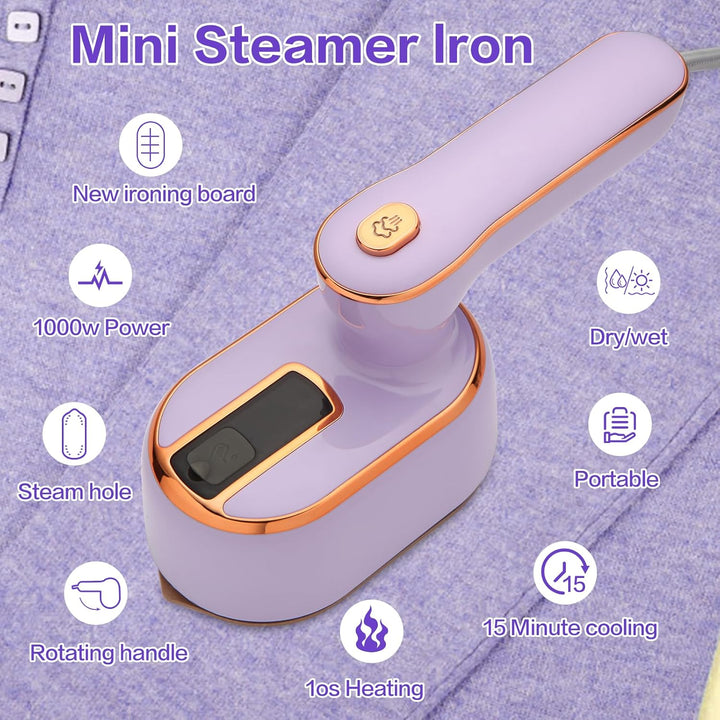 Reise-Dampfbügeleisen für Kleidung, tragbarer Mini-Handheld-Leichtdampfer, 180° drehbar, Bügel-Bügel
