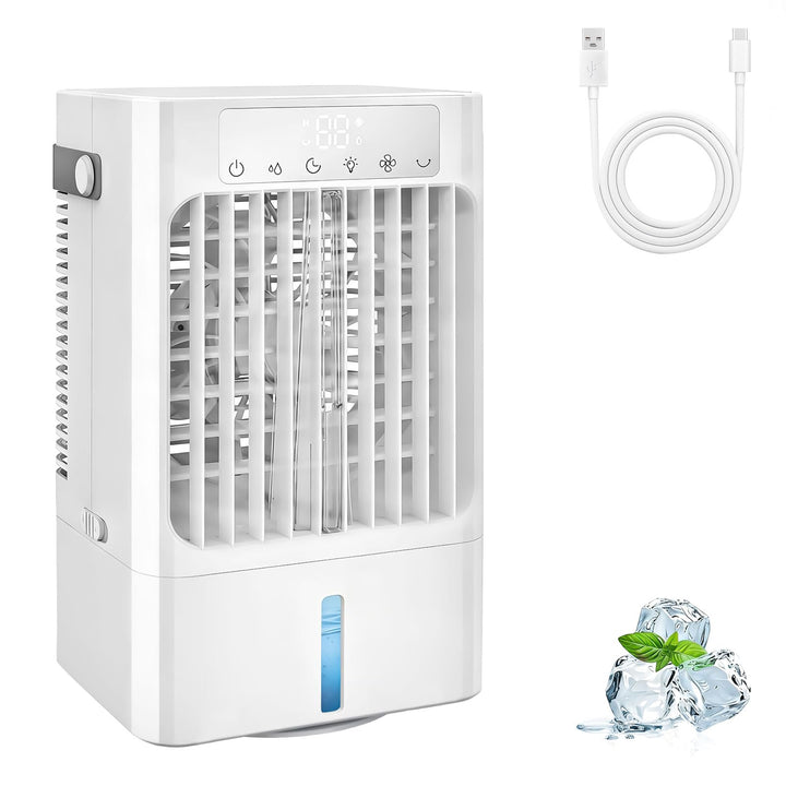 Mobile Klimaanlage mit wasser cooling,Tragbare Air cooler fan mit 1-8H Timer,3 in 1 Personal Tisch-K
