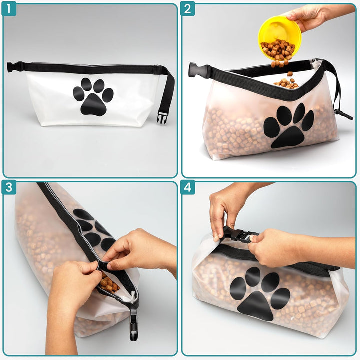 BELLE VOUS Hundefutter-Aufbewahrungsbeutel 2er Set - Futtertasche - Reise Hundenapf für Hundefutter