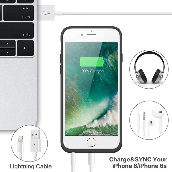 iPosible Akkuhülle für iPhone 7/6S/8/6, 【2022 Neueste】 6000mAh Zusatzakku Ladehülle Handyhülle Akku