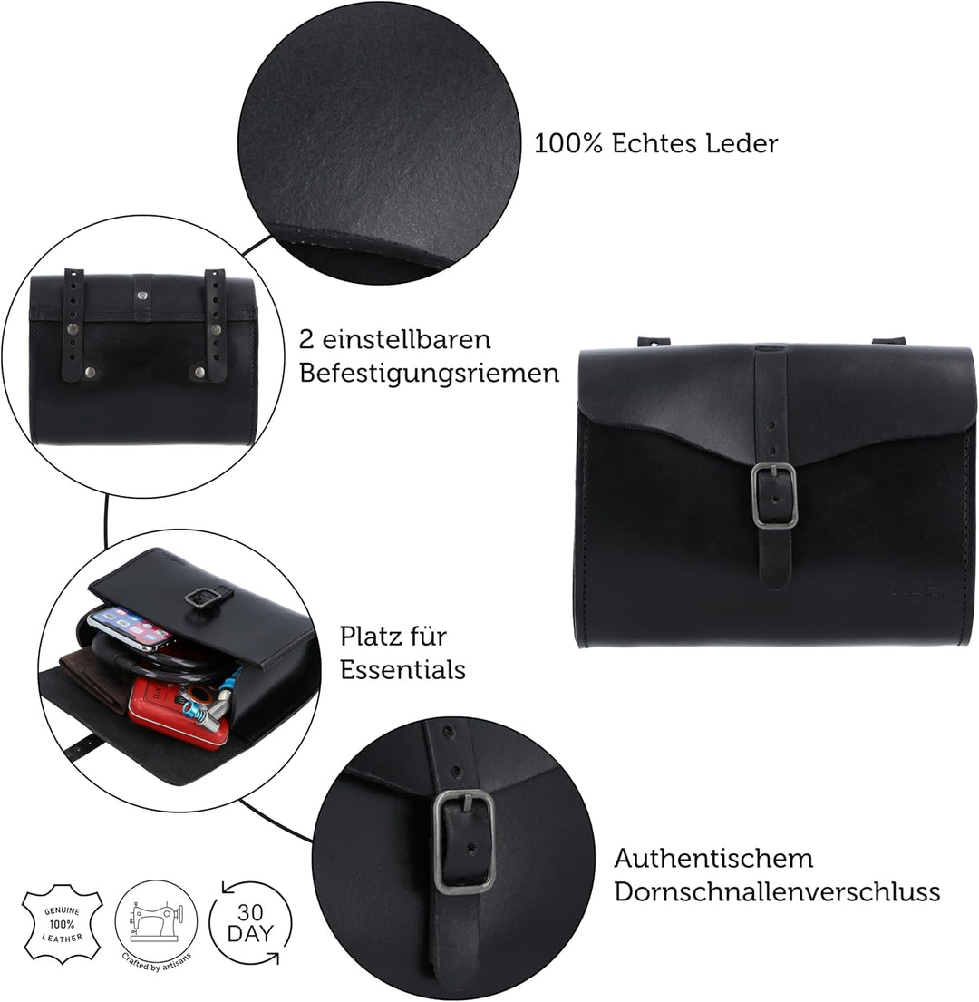 Gusti Satteltasche Leder - Marianne V. Damen und Herren Lenkertasche Ledertasche diebstahlsicher Fah