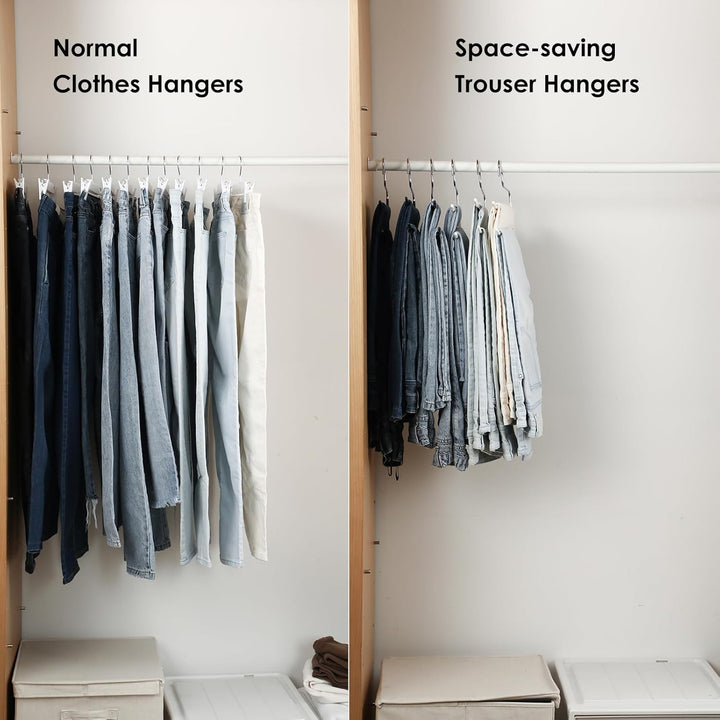 SHIMOYAMA Hosenbügel, 5 Pack, Hosen- und Kleiderbügel-Organisatoren, Doppelstabbügel mit offenen End