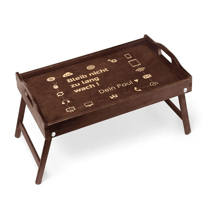 Maverton Serviertisch mit Gravur - personalisiert - Snack-Tablett mit Griffen - klappbare Beine - er