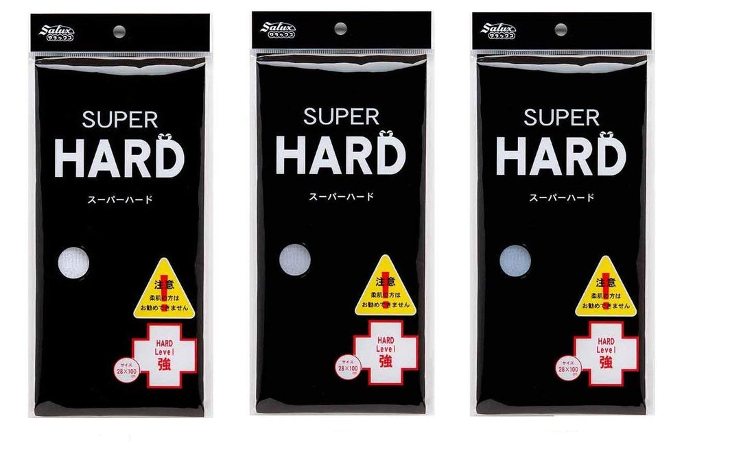 SALUX Super Hard Nylon Japanische Schönheit Haut Badetuch Waschlappen / Handtuch 3er Pack (weiss bla