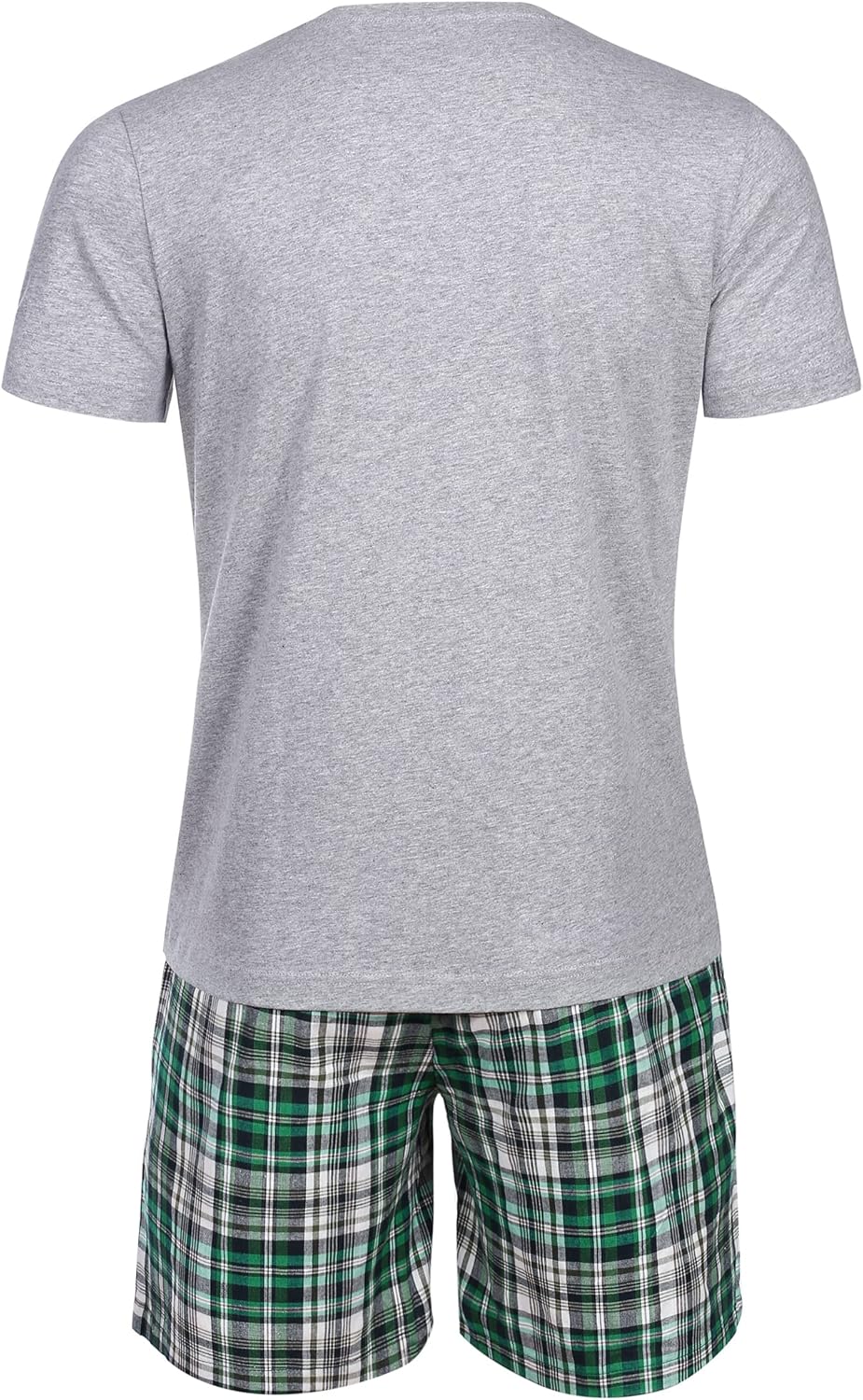 Schlafanzug Herren Kurz Pyjama 100% Baumwolle Kurzarm Nachtwäsche Nightwear Set mit Rundhals Design