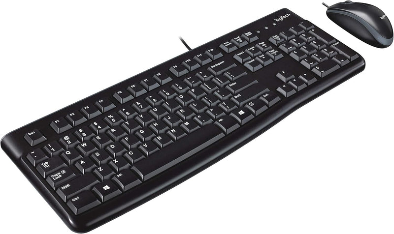 Logitech MK120 Kabelgebundenes Set mit Tastatur und Maus für Windows, US QWERTY-Layout - Schwarz