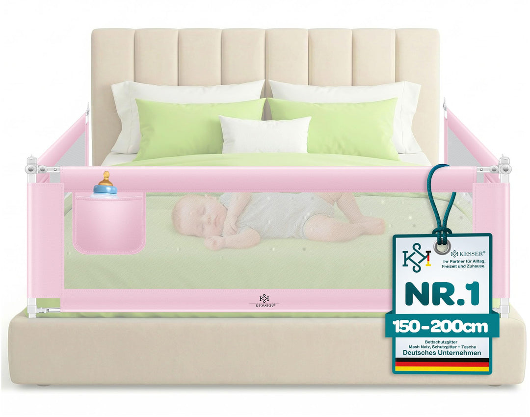 KESSER® Bettschutzgitter 150 cm, Rausfallschutz Bett & Bettgitter Kinderbett, klapp- & höhenverstell