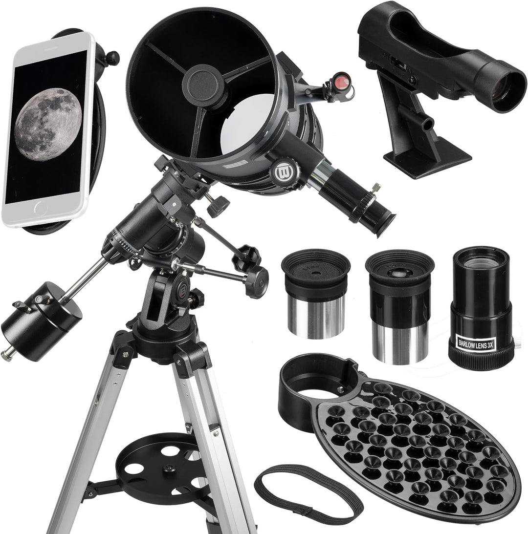 Bresser Spiegelteleskop Pollux 150/1400mm katadioptisches Spiegel-System mit Smartphone Kamera Adapt