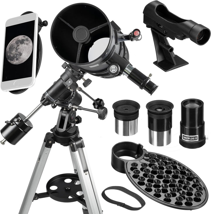 Bresser Spiegelteleskop Pollux 150/1400mm katadioptisches Spiegel-System mit Smartphone Kamera Adapt