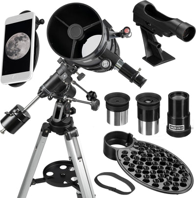 Bresser Spiegelteleskop Pollux 150/1400mm katadioptisches Spiegel-System mit Smartphone Kamera Adapt