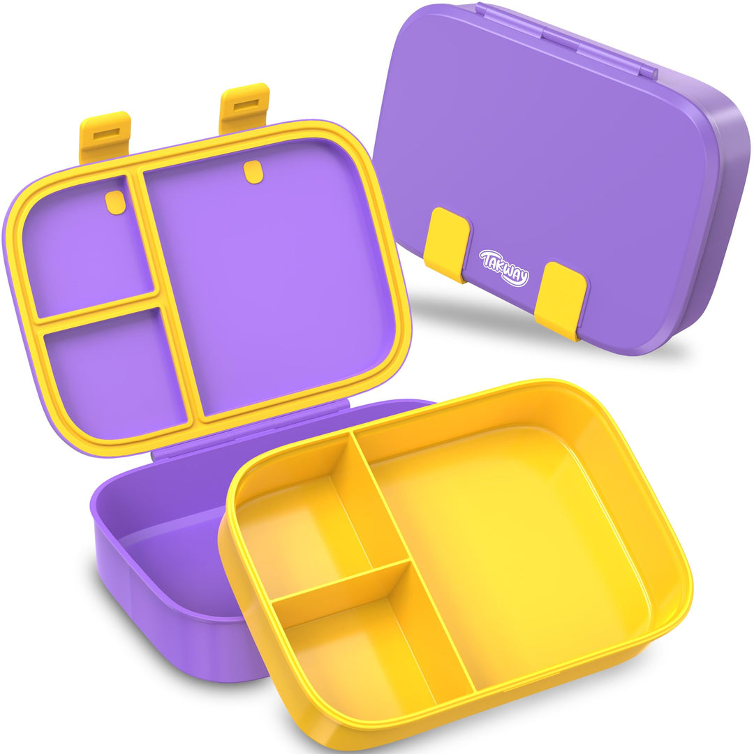 Brotdose Kinder mit Fächern - Bento Box Lunchbox BPA Frei - robust &amp; leicht zu öffnen (Flieder), Fli