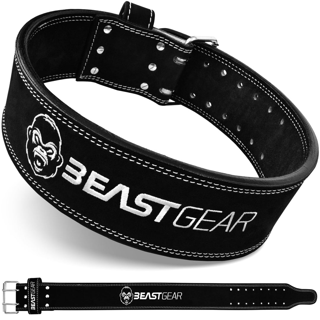 Beast Gear Gewichthebergürtel - Leder 10mm Gepolstert Gym Gürtel Herren, Trainingsgürtel für Klimmzu
