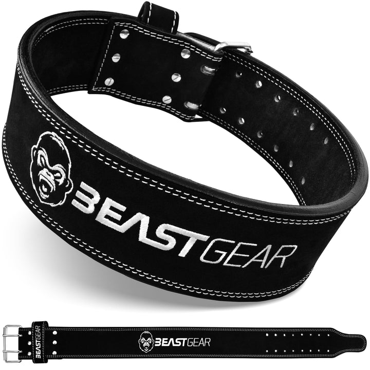 Beast Gear Gewichthebergürtel - Leder 10mm Gepolstert Gym Gürtel Herren, Trainingsgürtel für Klimmzu