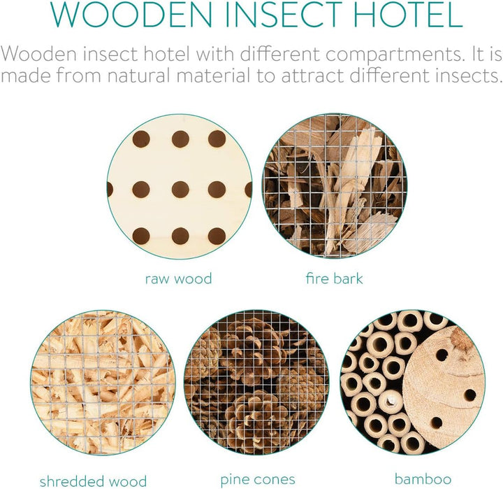 Navaris Insektenhotel aus Holz - Naturbelassenes Insekten Hotel für Verschiedene Fluginsekten - mit