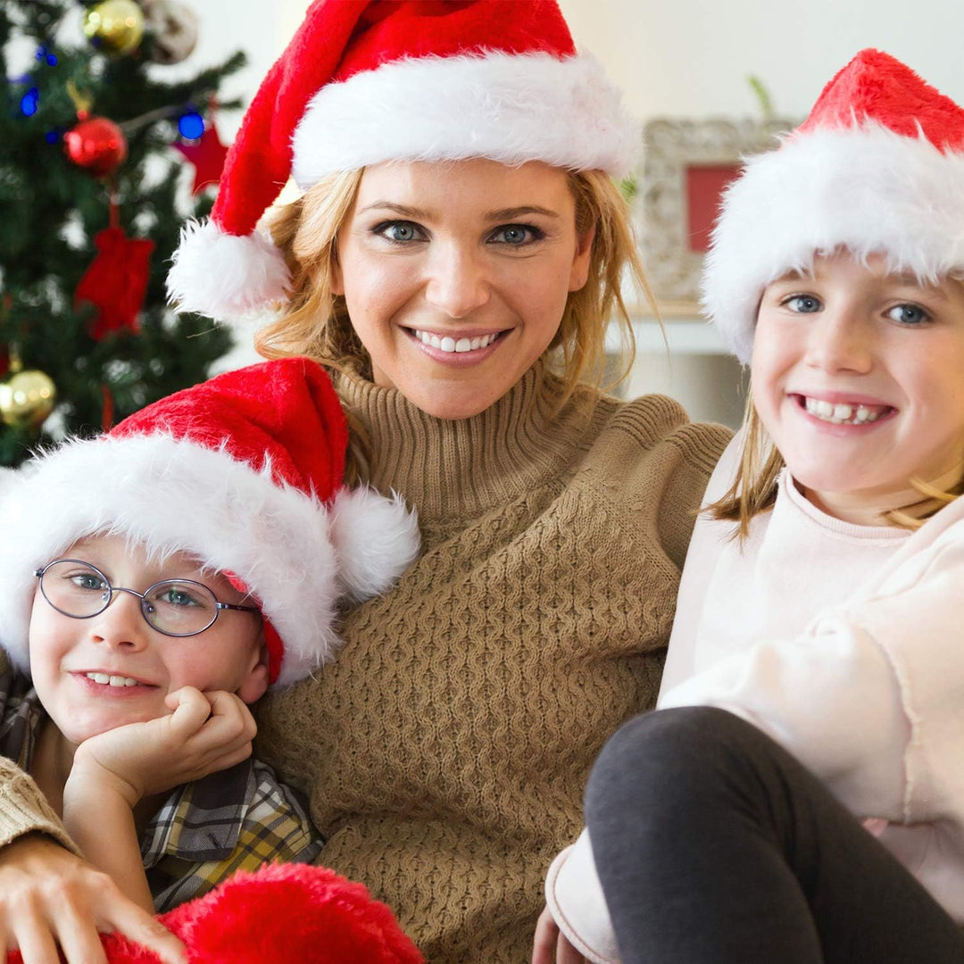 BOSONER Weihnachtsmütze Nikolausmütze Plüsche Weihnachtsmann Mütze: Rote Santa Mütze Warm Dicker Nik