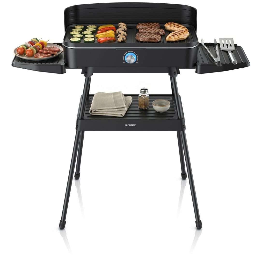 Arendo - Tischgrill Edelstahl, Elektrogrill mit Thermostat, Barbecue Standgrill 2200W, Electric Gril
