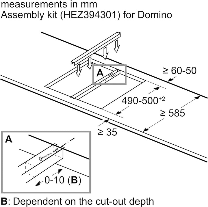 Bosch HEZ394301 Zubehör für Kochfelder, Verbindungsleiste Silber