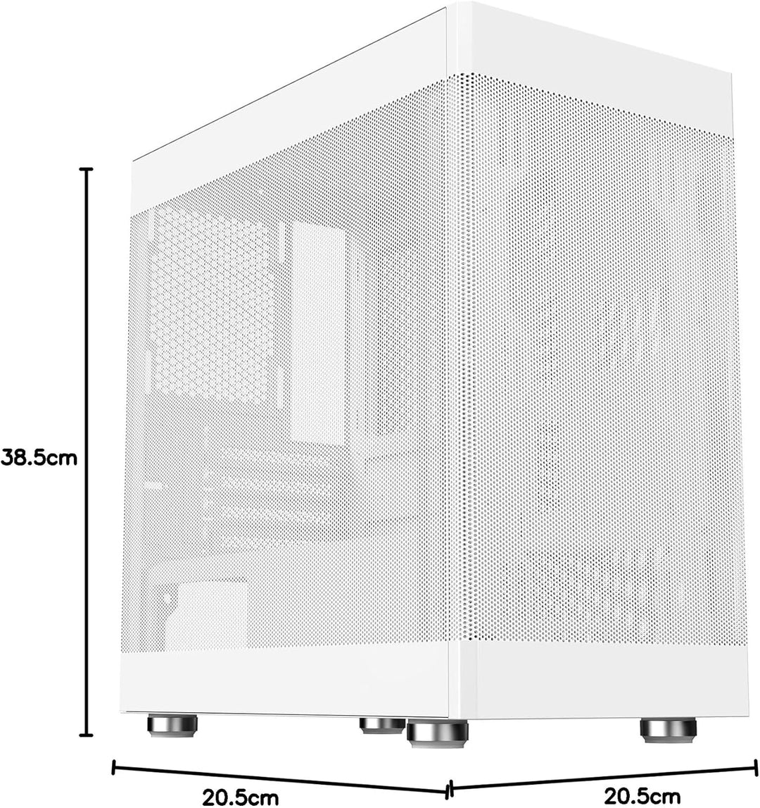 Itek Case PROMESH 35W – Gaming Office Mini Tower mATX, Typ-C, 2xUSB3, 3 Seiten MESH, White Edition