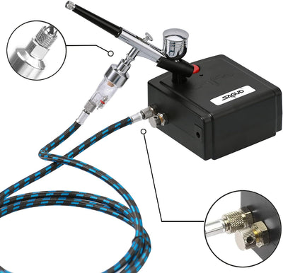 Sagud Mini Airbrush Kit mit tragbarem Airbrush Kompressor Schwerkraft gespeist mit doppeltwirkender
