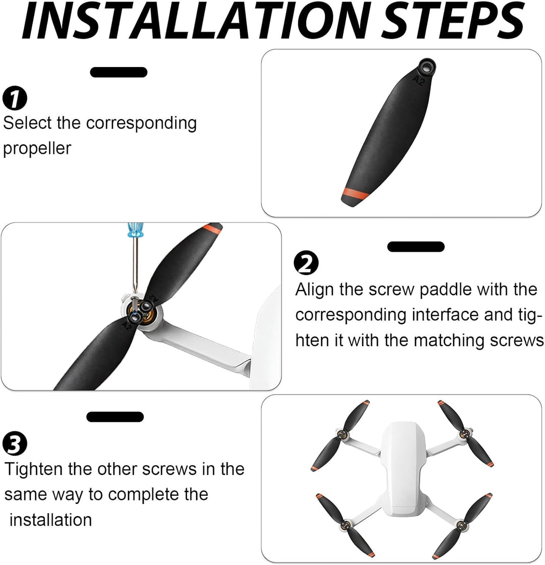 24 Pcs Propeller für DJI Mini 4K, Mini 2 SE/ 2/ SE Ersatzpropeller Set 4726FM Geräuscharm Luftschrau