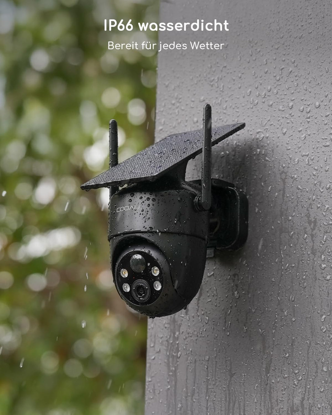 COOAU Überwachungskamera Aussen Akku Solar-2K Outdoor WLAN Kamera Überwachung Aussen mit Kabellose I