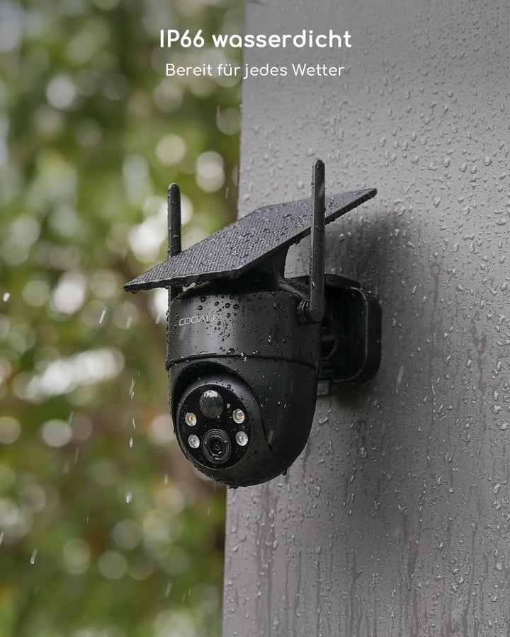 COOAU Überwachungskamera Aussen Akku Solar-2K Outdoor WLAN Kamera Überwachung Aussen mit Kabellose I